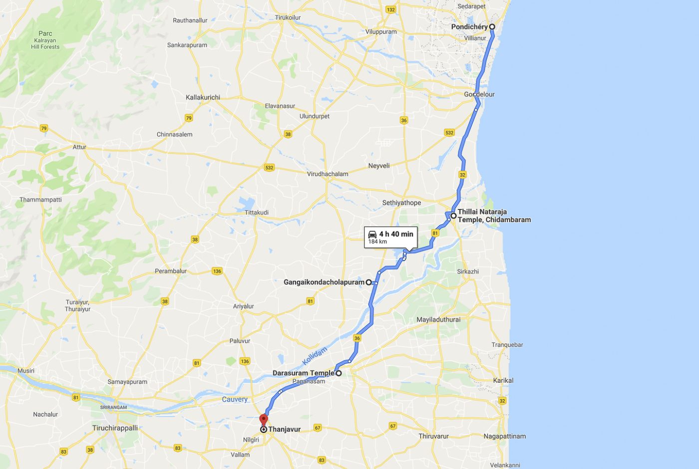 Pondichéry - Tanjore Pondichéry - Tanjore