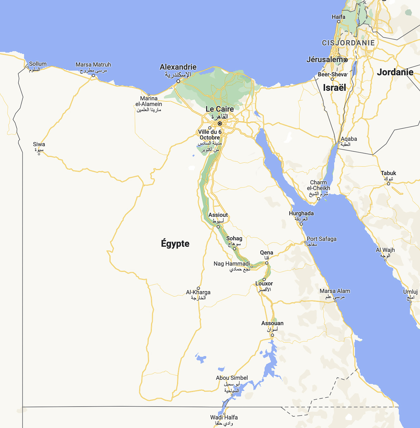 Carte voyage Egypte
